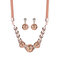 Luxury Lady's Rose Gold Bead Pendant Jewelry Set Necklace Earrings for Women  - As Picture