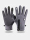 Men Carbon Fiber Polar Fleece Touch Screen Windproof Waterproof Full Finger Cold Proof Silicone Anti-slip Winter Outdoor Gloves - Gray