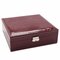 Mirror Lock Leather Storage Organizer Jewelry Box - Purple Red