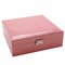 Mirror Lock Leather Storage Organizer Jewelry Box - Pink