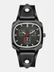 4 Farben Herren Rindslederarmband Edelstahl Vintage Lässige römische Skala Quadratisches Zifferblatt Quarz Watch - Schwarz
