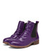 Women Retro Comfy Soft Round Toe Chelsea Short Boots - Purple