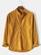 Mens Solid Color Brief Style Button Front Long Sleeve Henley Shirt - Yellow