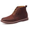 Men  Microfiber Leather Outdoor Work Style Slip Resistant Casual Ankle Boots - Red Brown