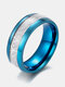 Vintage Inlaid Ice Silk Foil Titanium Steel Ring - Blue