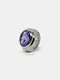 10 Colors Stainless Steel Alloy Vintage Colorful Gems Decor Openable Flipable Mini Couple Quartz Ring Watch - Purple