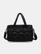 Women Fashion Nylon Cotton Stuffing Large Capacity Tote Shoulder Crossbody Bag Handbag - Black