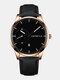 11 Colors Leather Men Business Watch Decorated Pointer Calendar Quartz Watch - Black Band Rose Gold Case Black 