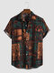 Mens Flower Plant Print Button Up Holiday Short Sleeve Shirts - Green