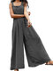 Casual Solid Color Flared Wide Leg Overall Jumpsuits - Grey