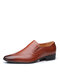 Men Breathable Pointed Toe Slip-on PU Business Dress Shoes - Yellow