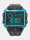 4 cores de plástico masculino esportes tela grande relógios digitais multifuncionais à prova d'água luminosos - Preto Azul