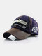 Men Made-old Cotton Letter Embroidery Patchwork Casual Sport Sunshade Baseball Hat - Navy