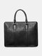 Men Vintage Multifunction Large Capacity Briefcase Handbags 14 Inch Laptop Crossbody Bags - Black