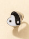 Vintage Trendy Yin Yang Bagua Heart-shape Alloy Rings - #01