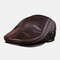 First Layer Cowhide Men's Leather Beret Hats Fashion Forward Hat - Sauce red top layer cowhide