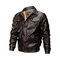 Mens Casual Moto Leather Jacket Multi Pockets Thicken Fleece Jacket - Brown