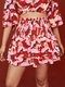 Mini saia estampada de flores orientais em camadas franzidas - Vermelho