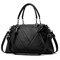女性の合成皮革シンプルなハンドバッグレジャーショルダーバッグ - ブラック