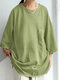 Sudadera holgada de manga larga con bolsillo en los hombros lisos - Verde
