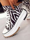 النساء حجم كبير Zebra التمويه نمط عارضة أحذية عالية أعلى قماش - الحمار الوحشي