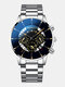 Decorated Pointer Men Business Watch Calendar Stainless Steel Leather Quartz Watch - #15