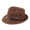 Women Caddice Weave Gridding Breathable Curl Brim Addition Leather Belt Fashion Jazz Hat  - Coffee1