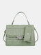 2 PCS Women Faux Leather Multi-Carry Large Capacity Tote Handbag Fashion Phone Bag Shoulder Bag - Green