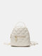 Women Fashion Simple Faux Leather Lattice Pattern Large Capacity Mini Backpack - White