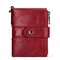 Women Men RFID Genuine Leather Coin Bag Detachable Card Holder Wallet - Red