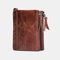 Women Genuine Leather 6 Card Slots Photo Card Money Clip Coin Purse Multifunctional Wallet - Brown