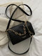 Women Faux Leather Fashion Solid Chain Crossbody Bag Brief Shoulder Bag - Black