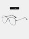 Men Anti-Blue Glasses Flat Mirror Stainless Steel Full Frame Women Myopia Eyeglasses Frame - Black