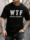 Camisetas informales de manga corta con estampado de letras para hombre Cuello - Negro