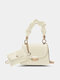 Women Faux Leather Fashion Multi-Carry Alligator Solid Color Handbag Crossbody Bag - White