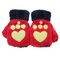 Winter Warm Cute Cat Claw Plush Short Fingerless Gloves Half Finger Flip Mittens  - Red