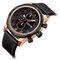 Practical Sports Men Watch Leather Band Chronograph date Multifunction Quartz Watch - Black & Red
