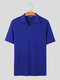 Golf masculino de malha sólida de manga curta Camisa - azul