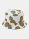 Women & Men Fruit Pineapple Pattern Double-Sided Outdoor Casual Sunshade Bucket Hat - White