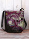 Women Cat Pattern Print Colorful Galaxy Felt Bag Crossbody Bag - Red
