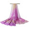 Women Sweet Style Leaves Printed Long Size Chiffon Scarf Shawl Wrap Warm Scarf - Purple