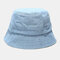 Men Denim Washed Broken Hole Narrow Brim Brief Casual Outdoor Sunscreen Bucket Hat - #07