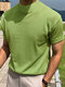 T-shirt uni à manches courtes et demi-col pour hommes - vert