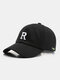 Unisex Cotton Solid Color Letter Embroidery Simple Sunshade Baseball Caps - Black
