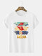 Herren-T-Shirts mit chinesischem Löwen-Element-Aufdruck, Rundhalsausschnitt, kurzärmelig, Winter - Weiß