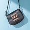 Women National PU Leather Embroidery Crossbody Bag Vintage Shoulder Bag - Black