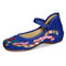 Phoenix Embroidery Chineseknot National Wind Retro Vintage Slip On Flat Shoes - Blue