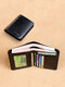 Ferricos RFID Antimagnetic Genuine Leather Vintage Tri-fold Large Capacity Short Wallet For Men - Black