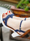 Sandálias Femininas Casuais Tecido Design Hasp Chunky Heel Sandals - azul