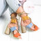 Plus Size Women Ladies Fashion Lace Up Peep Toe Chunky Heel Sandals - Blue